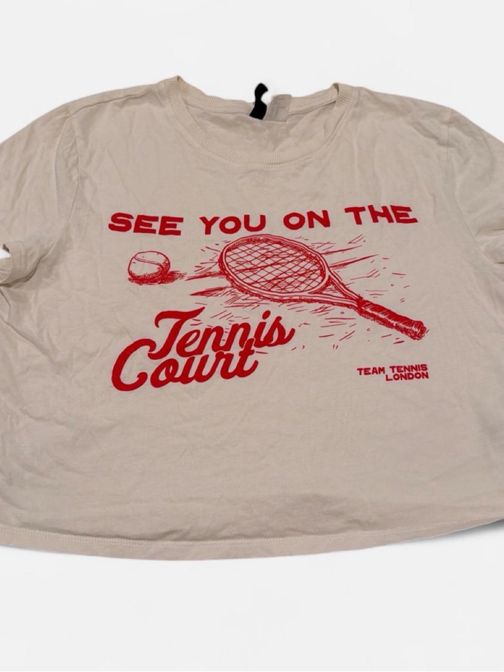 White Graphic T-Shirt with Red Print